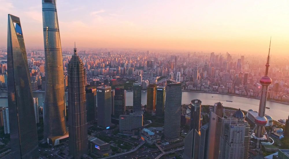 Aerial photography of Lujiazui, Huangpu River, Shanghai, China, Asia.