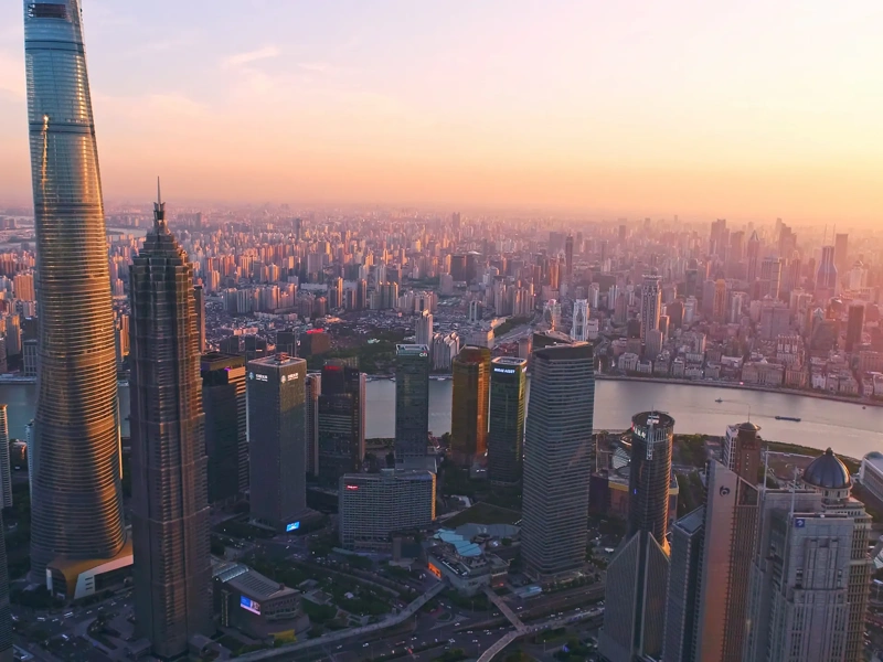 Aerial photography of Lujiazui, Huangpu River, Shanghai, China, Asia.