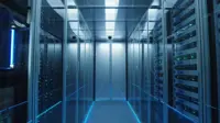 Interior of a blue data centre