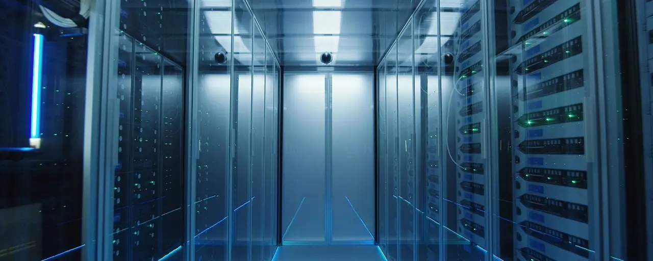 Interior of a blue data centre