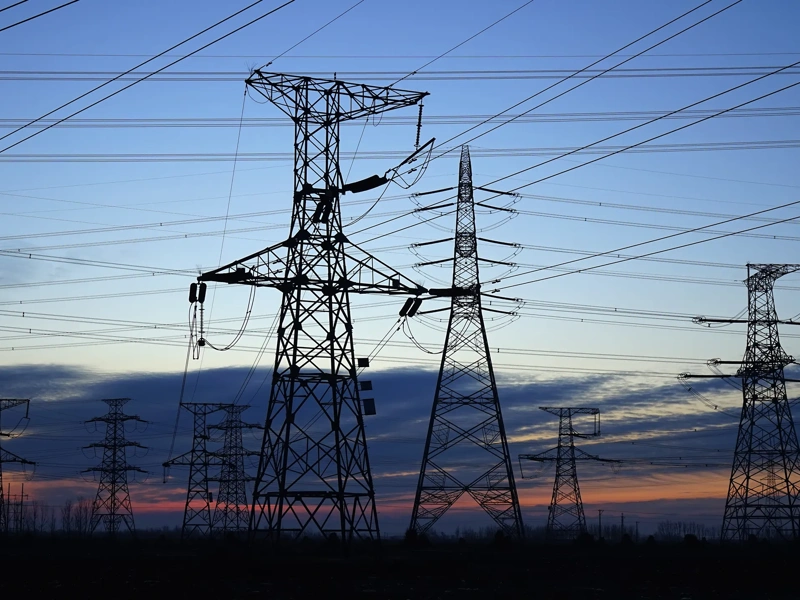 The silhouette of pylon in the evening