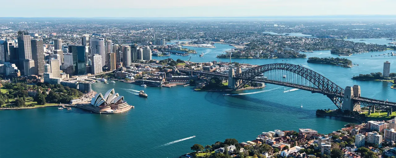 Ariel view of Sydney harbor