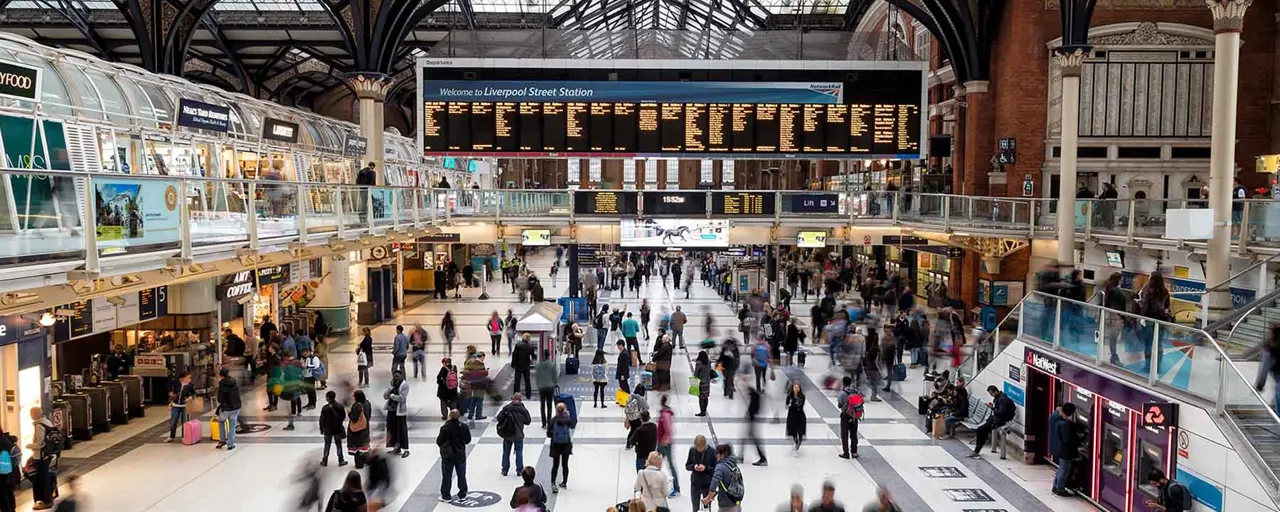 Commuters at Liverpool train station