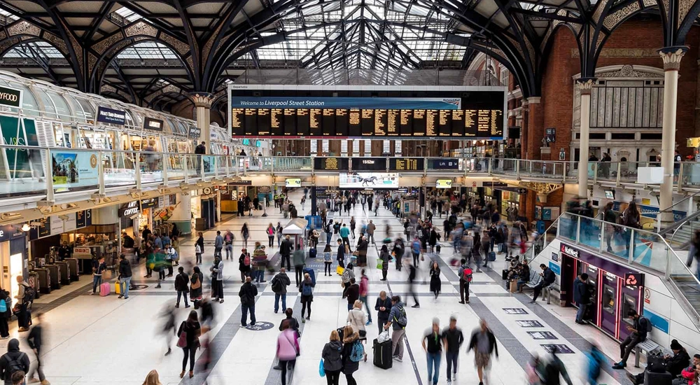 Commuters at Liverpool train station