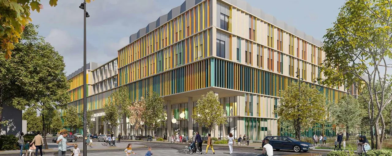 Visual image of how the Cambridge Children'S hospital will look like.