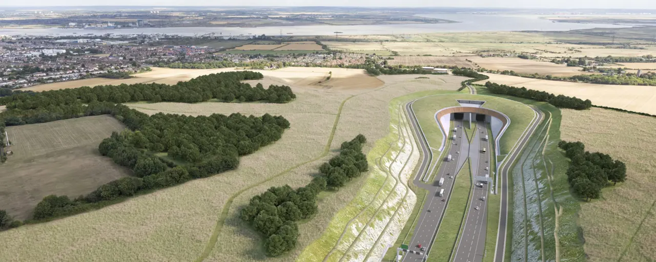 View of the motorway and surrounding greenery