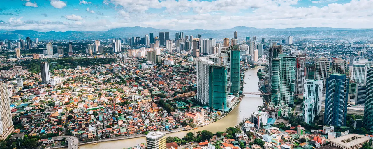 Aerial View Over Makati Skyline Metro Manila Philippines