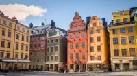 Old town Stortorget in Gamla Stan in Stockholm, Sweden, with colourful buildings