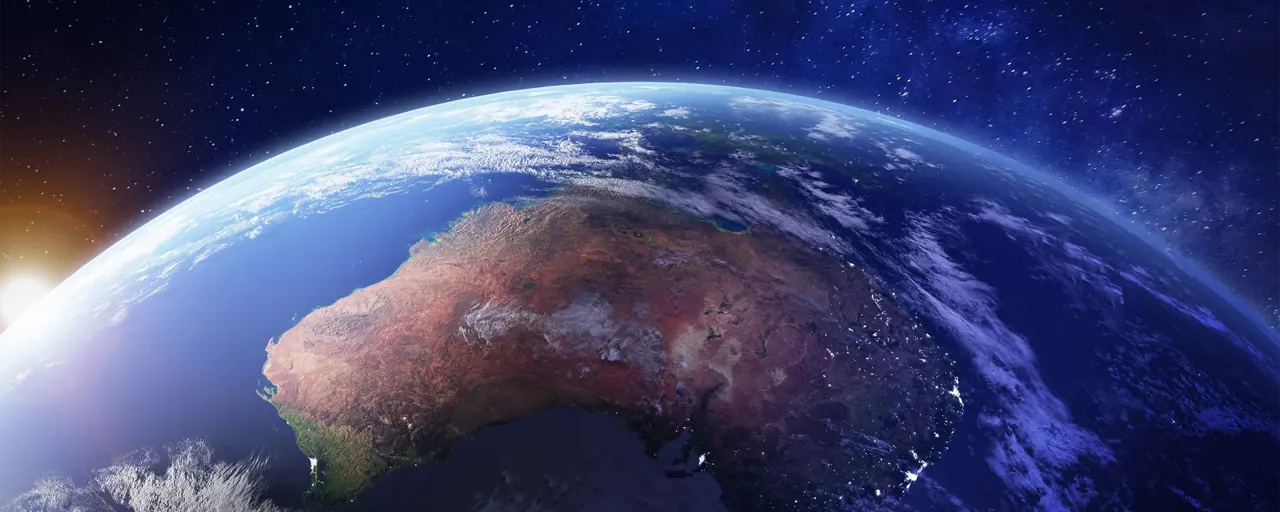 Image render of the Earth as seen from space, with the view focusing the Australian landmass