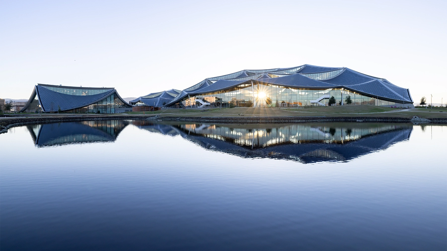 Across the water view of Google Bay View campus, California, USA.