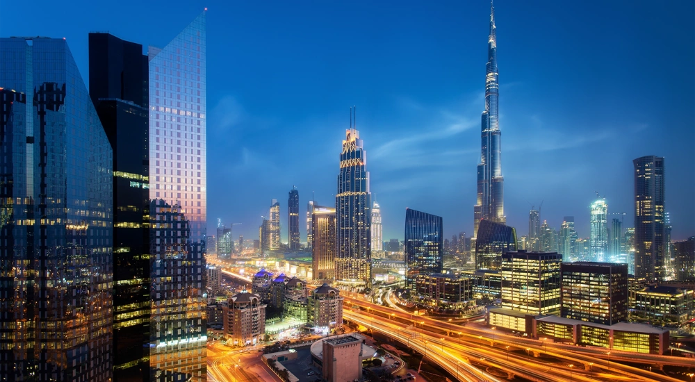 Middle East skyline at night