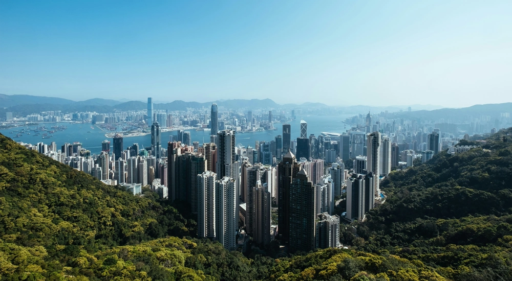 Hong Kong skyline of skyscraper buildings
