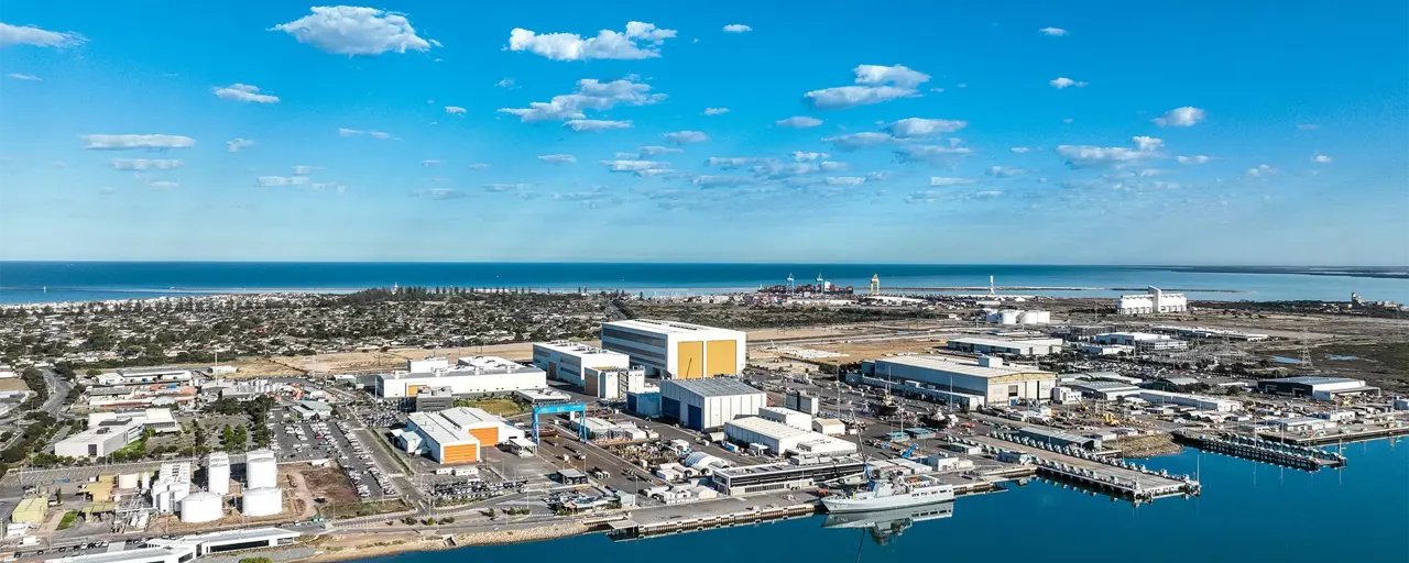 Ariel view of Osborne Naval Shipyard in South Australia