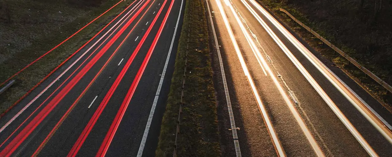 Aerial view of a multi-lane highway