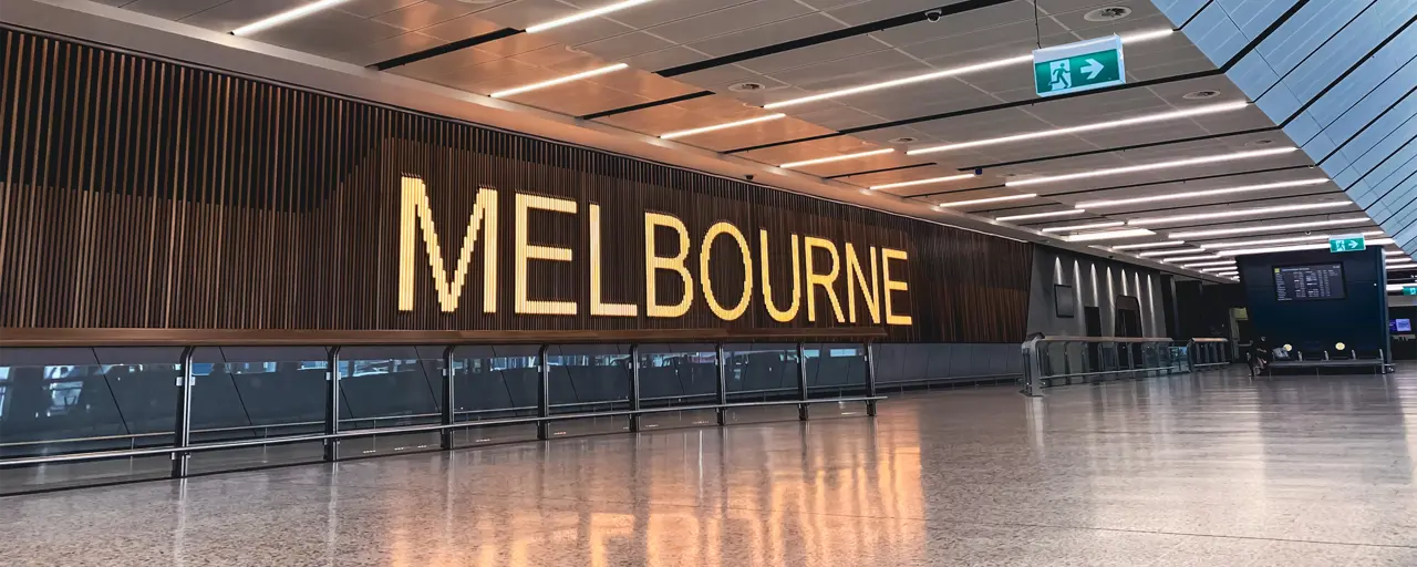 Image of the Melbourne Airport from the inside