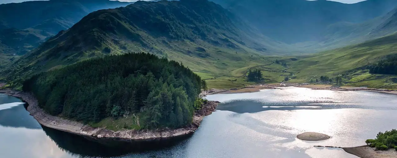 Hillside and lake