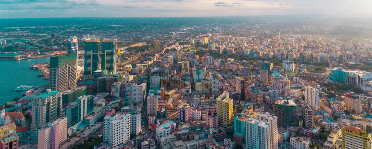 Aerial view of Dar es Salaam city in Tanzania