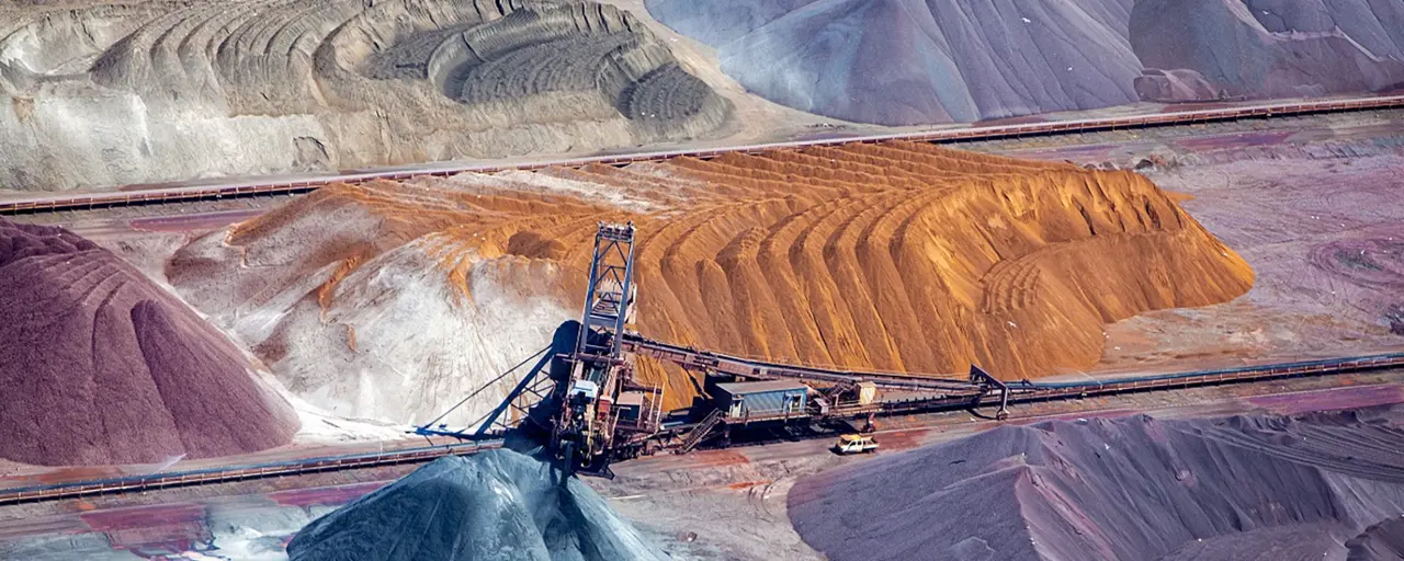 Construction site on colourful sandy mountains