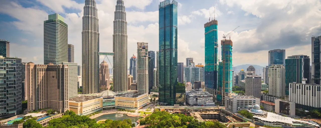 Skyscape of Kuala Lumpur city centre with high rise buildings