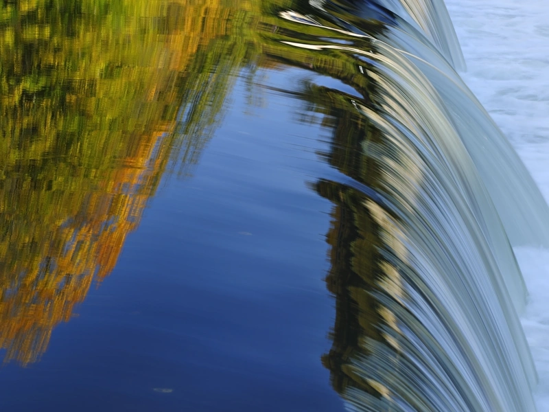 Water flowing over a weir