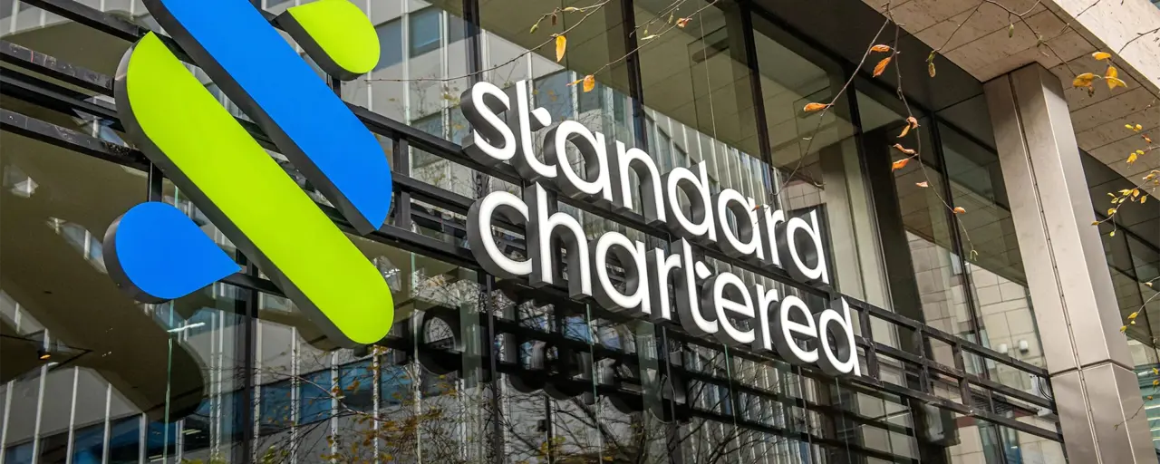 Standard Chartered office front with logo.