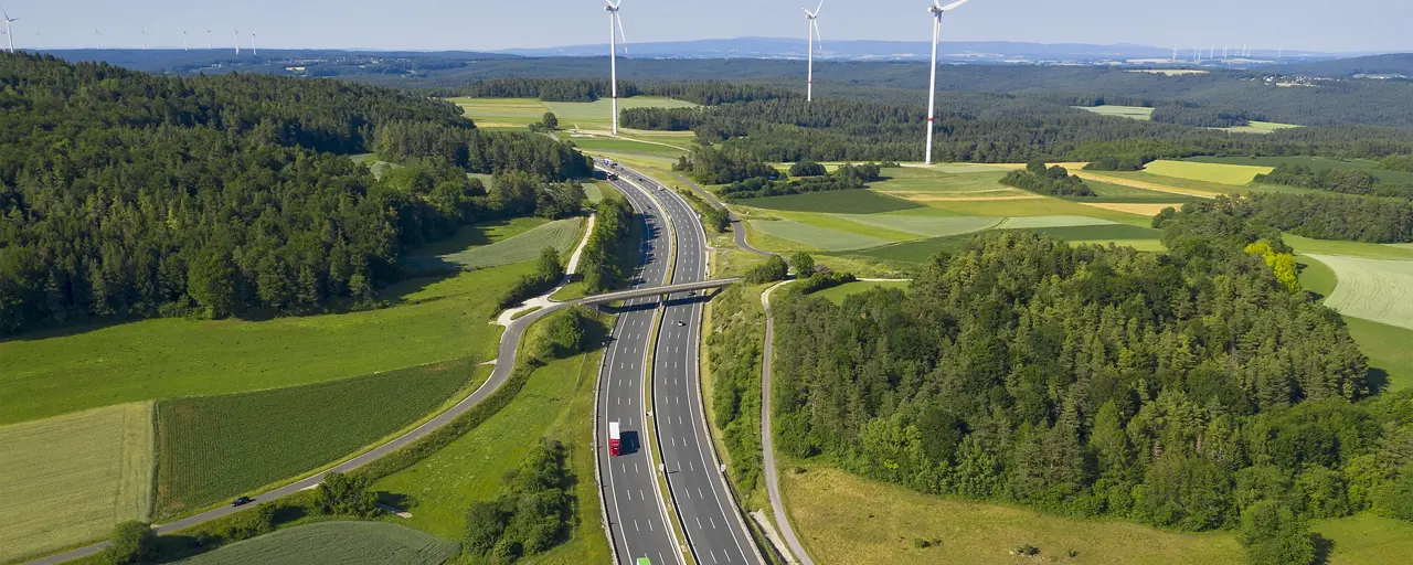 Aerial view of motorway