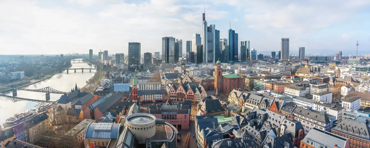 Aerial view of Frankfurt skyscape