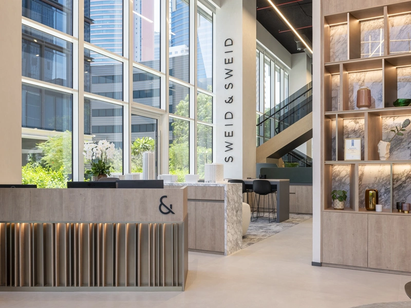 Interior of Swied & Sweid office lobby area, Dubai Internet City, UAE